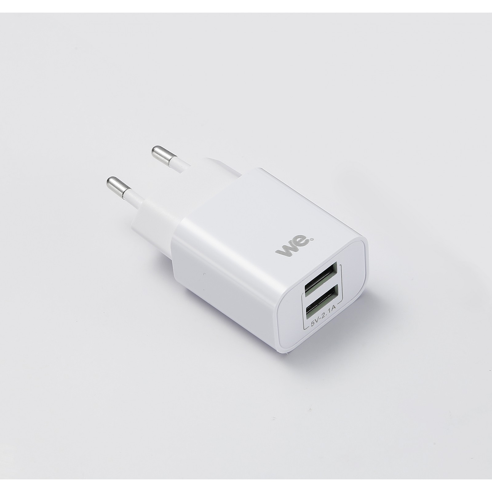 Chargeur secteur WE 2 Ports USB-A Chargeur Mural (5V/2.1A Max). BLANC  Adaptateur USB Universel pour Apple iOS, Android, Huawe